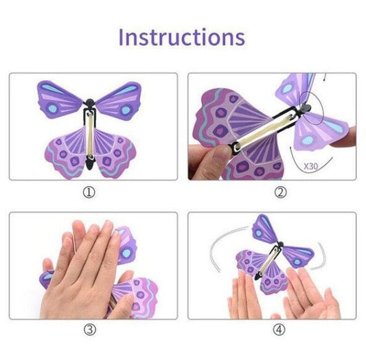 Magic Science Novelty Flying Butterfly Toy Magic Props, Blue, Yellow + Blue, Violet, Blue + Violet