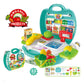Children organic grocery play suitcase with checkout screen and food items