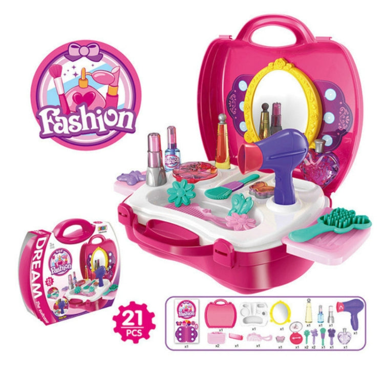 Children fashion makeup play vanity suitcase with lipsticks and accessories