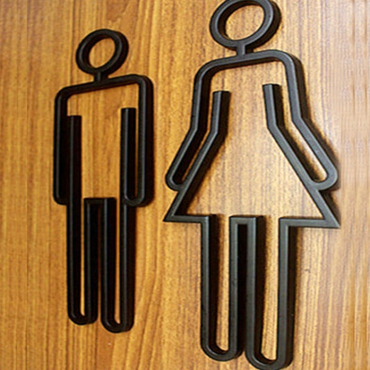 2 PCS Acrylic Toilet Symbol Adhesive Backed Bathroom Toilet Door Sign for Hotel, Toilet Sign(Black), Toilet Sign(Silver), Toilet Sign(Gold)
