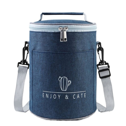Round Lunch Bag Insulated Lunch Box Foldable & Portable Lunch Tote, L, M