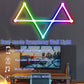 RGB LED wall light with multicolor glowing triangular outline