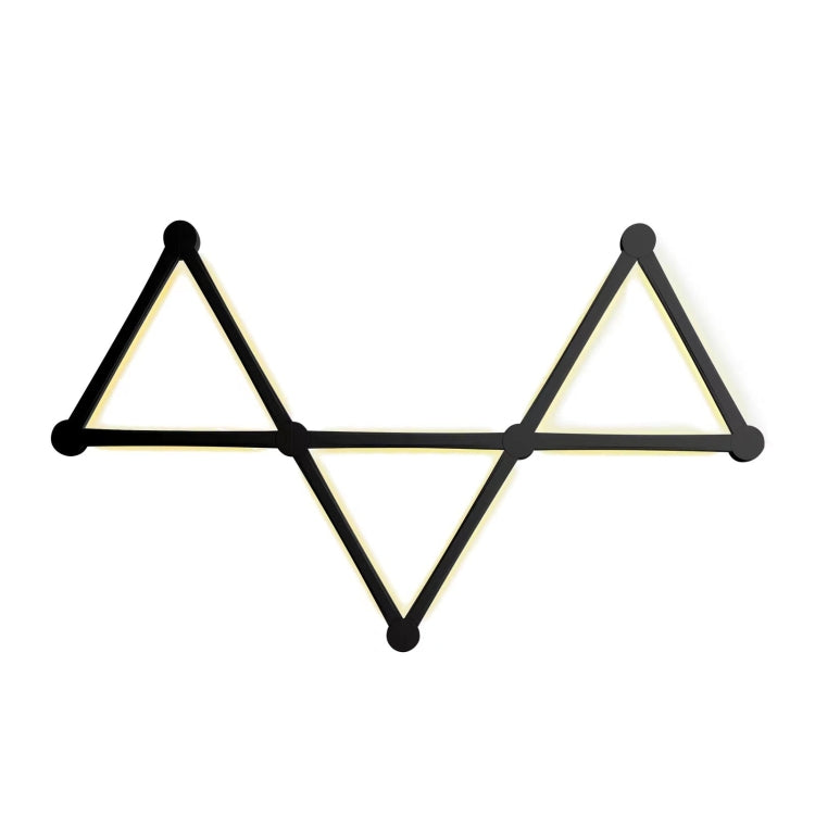 Black geometric LED wall light with glowing triangular beams for RGB lighting