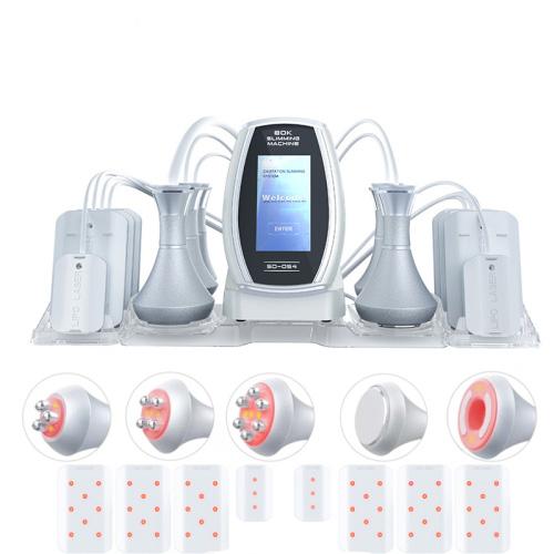 6-in-1 slimming machine kit with silver trim, screen display, and suction handpieces
