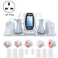 6-in-1 slimming machine kit with UK plug, gold trim, display screen, and handpieces