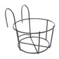 Black round metal flower pot stand with two-tier circular basket, front angle view