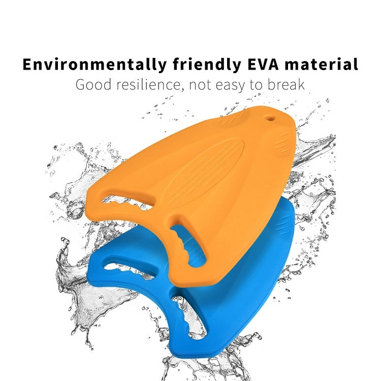 Shark-shaped EVA swimming auxiliary boards, orange and blue shark-shape with handle holes