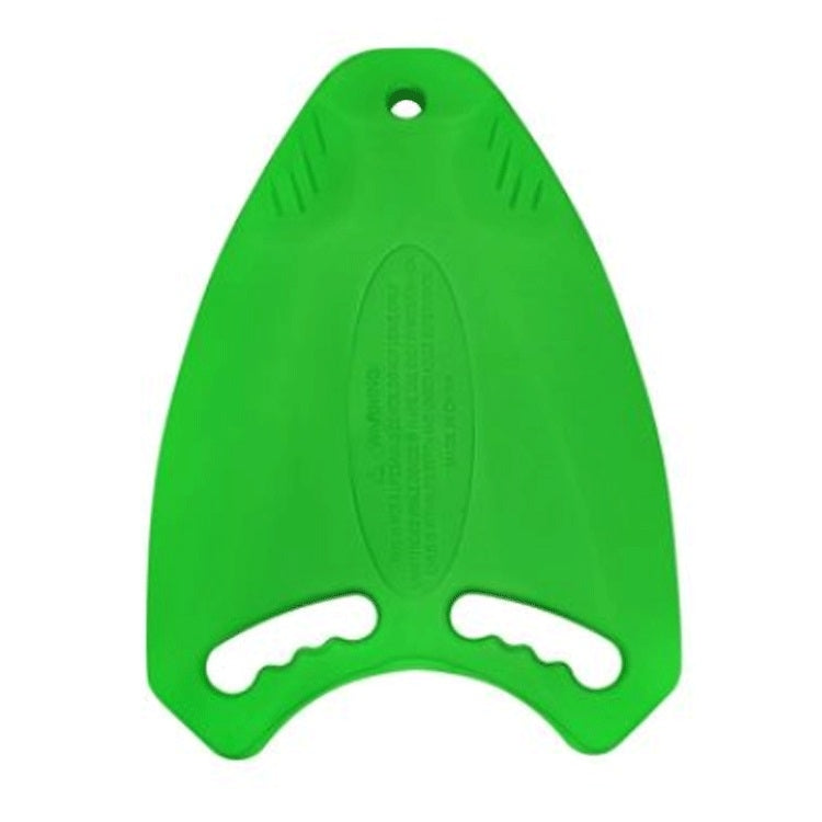 Shark-shaped EVA swimming auxiliary board, green with handle hole and white grip cutouts
