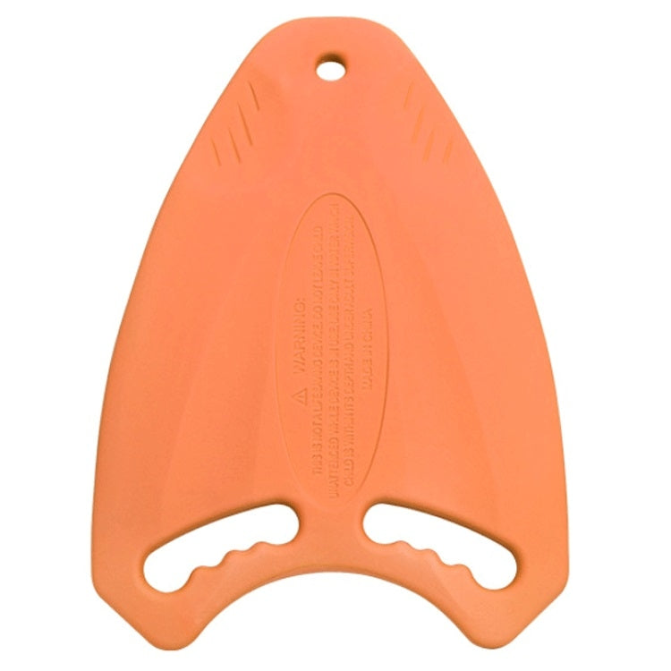 Shark-shaped EVA swimming auxiliary board, orange with handle hole and white grip cutouts