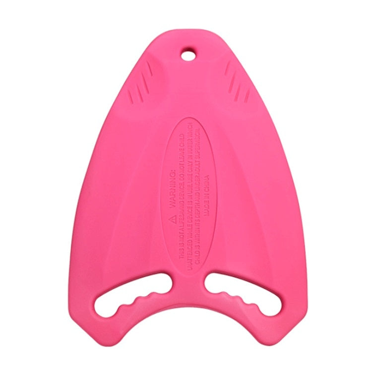 Shark-shaped EVA swimming auxiliary board, pink with handle hole and white grip cutouts