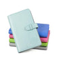 3-inch PU photo album, mint blue cover with strap closure; other covers behind