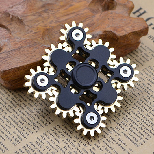 Nine Pure Copper Gear Linkage EDC Fidget Spinner Decompression Toy, Nine Gear(Black), Nine Gear(Silver)