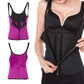 Rubber belly belt corset with underbust cups, front zipper, black and purple colorways