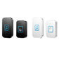 Wireless doorbell transmitters, black and white versions, music and bell icons on panels