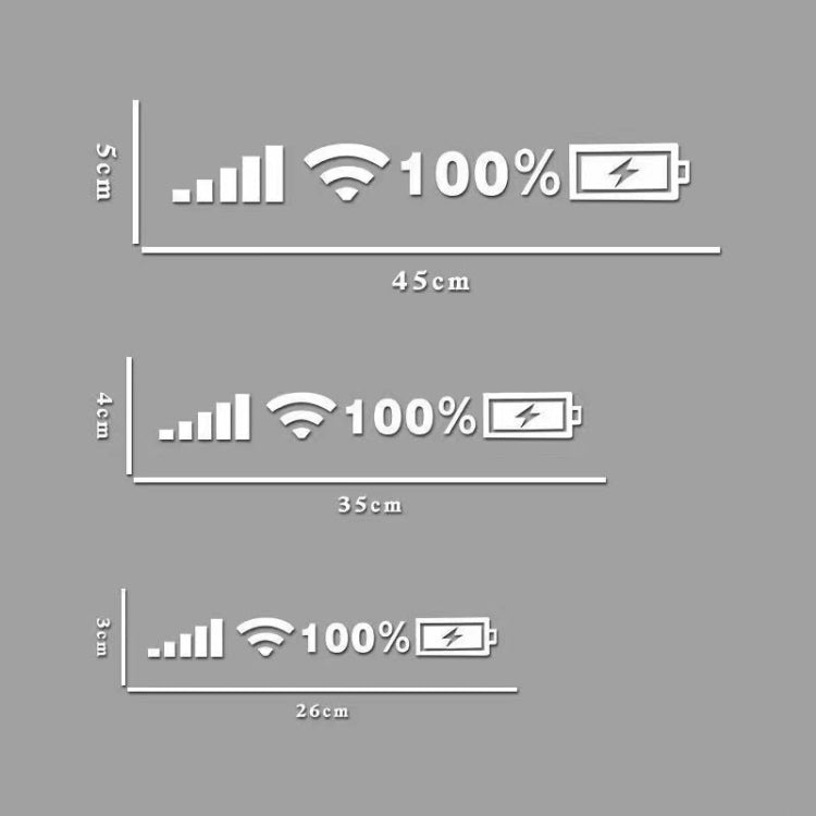 Car window signal & WiFi icon decal set, white, sizes 45/35/26cm