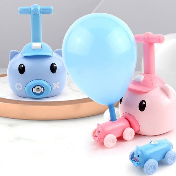 Blue pig balloon car toy with balloon and two small pig friction cars