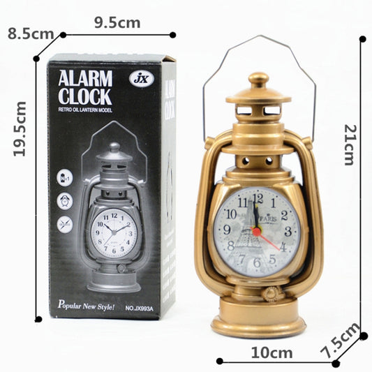 Retro Table Oil Lamp Small Alarm Clock Desktop Table Clock Living Room Decoration Supplies Office Craft Jewelry, Silver, Bronze, Ebony