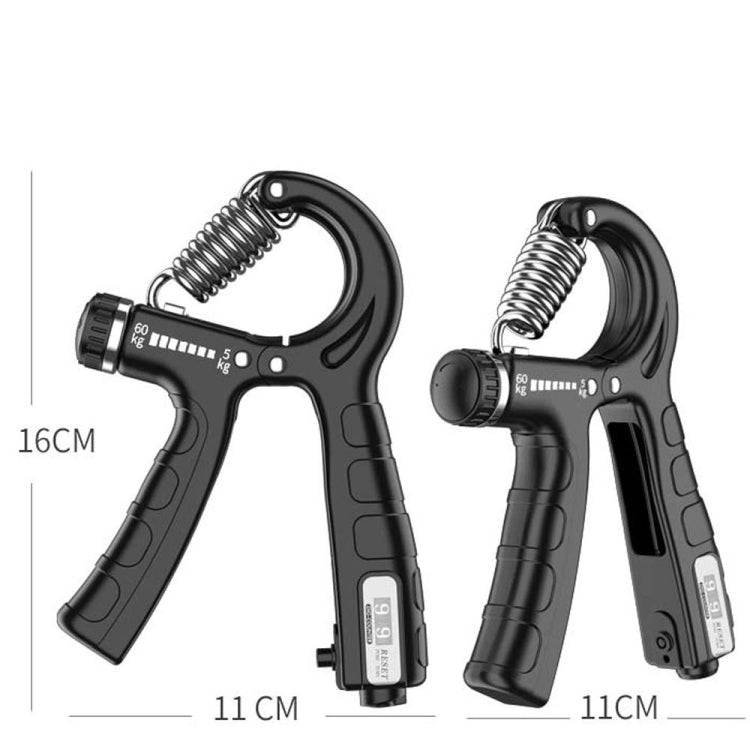 Black adjustable finger gripper with strength scale and spring loop