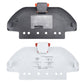 Black and white mop stands for stick mops, wall mount design with orange clips