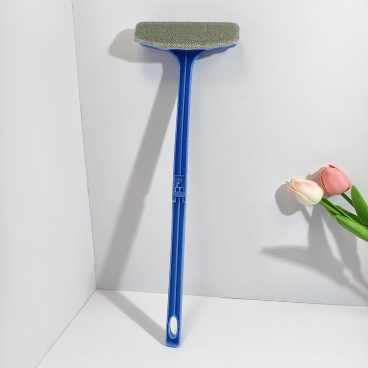 Blue long-handle screen cleaning brush with detachable textured scrub head