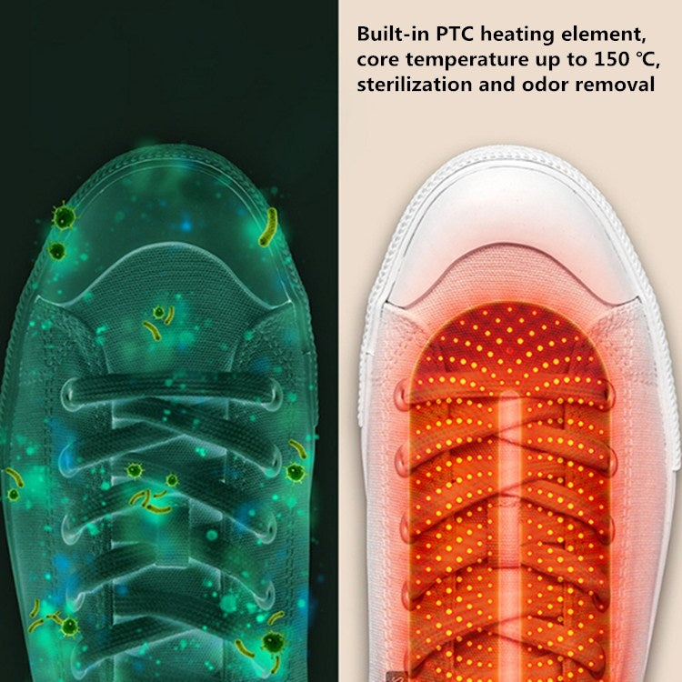 Shoe dryer insert with inner heating light shown through the perforations