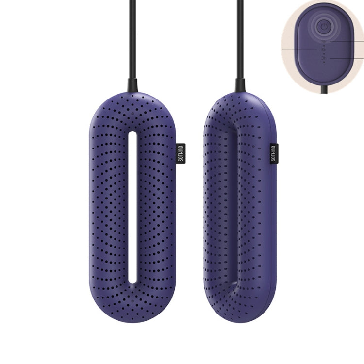 Blue wired shoe dryer insert pair with side control panel detail