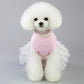 Pet rabbit-themed skirt for small dogs, pink bandana-style collar and white star tulle skirt