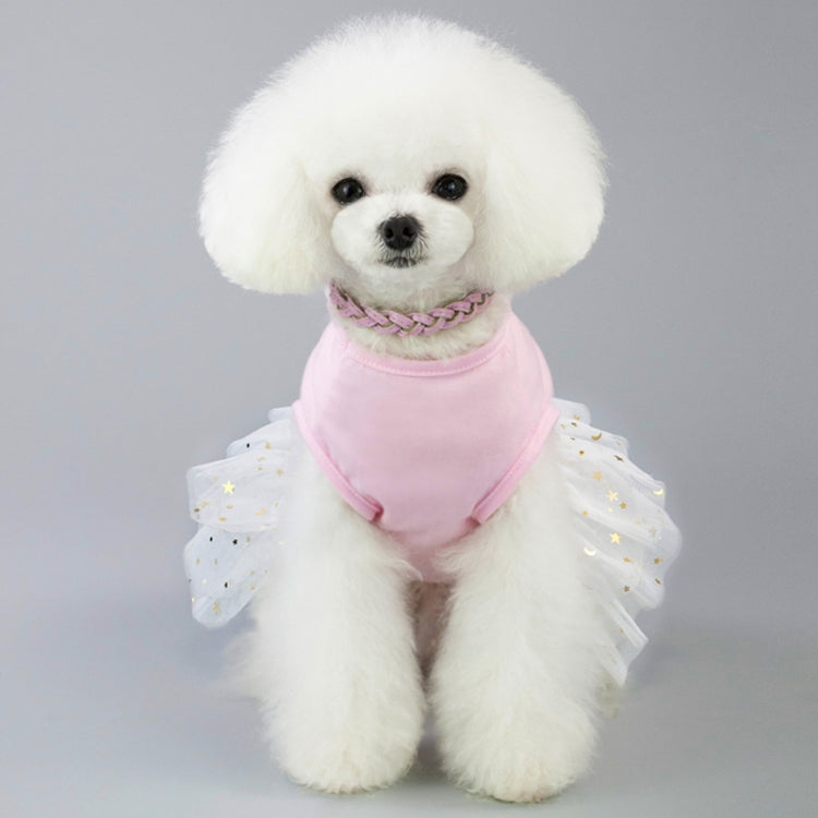 Pet rabbit-themed skirt for small dogs, pink bandana-style collar and white star tulle skirt