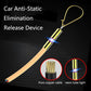 Car anti-static release device with hanging loop, striped handle tube, copper wire end