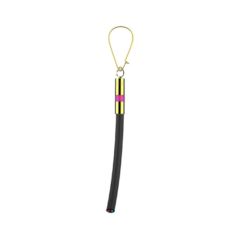 Car grounding anti-static release strip with hanging loop, black tube, striped purple-yellow bands