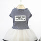 Blue striped dog pet skirt with white tulle layer and round neckline