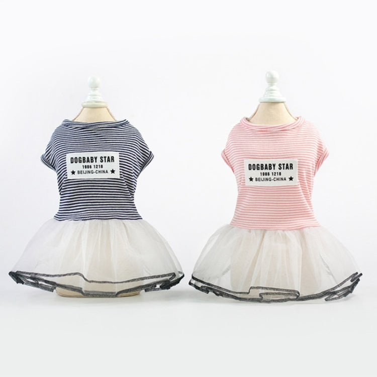 Set of navy and pink striped pet skirts with white tulle overlay