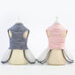 Back view of blue and pink striped pet skirts with white tulle hems