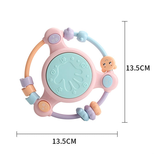 Baby Music Hand Drum Multi-function Early Education Puzzle Rattle Toy, Pink, Blue