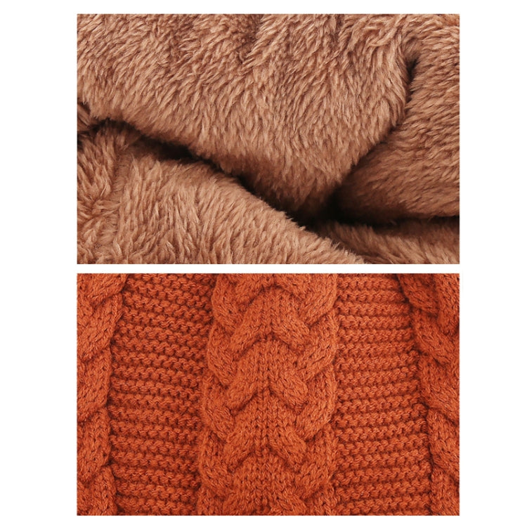 Two-tone knit fabric swatches for a winter beanie, face mask, and neck scarf