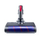 Electric vacuum brush nozzle with red switch and blue roller inside clear housing