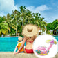 Round inflatable pool float with multicolor mushroom sunshade canopy