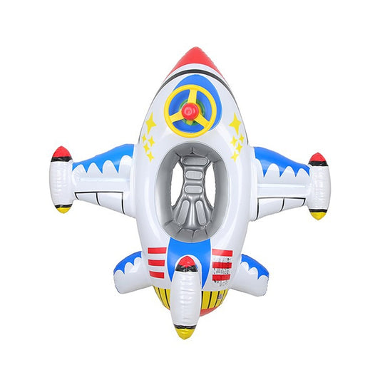 Children Thickened Inflatable Airplane Shape Seat Mount Swimming Ring, Airplane(Blue), Airplane(White)