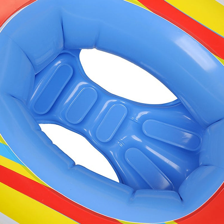 Inflatable airplane float inner seat with molded blue ridges and smooth white opening