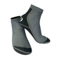 Gray neoprene snorkeling socks with black heel and toe anti-slip sole