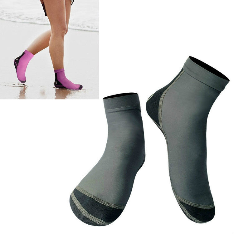 Ankle diving snorkeling socks, dark gray-green neoprene with black grippy sole