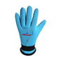 Kids blue neoprene diving gloves, palm-up view with black wrist cuff