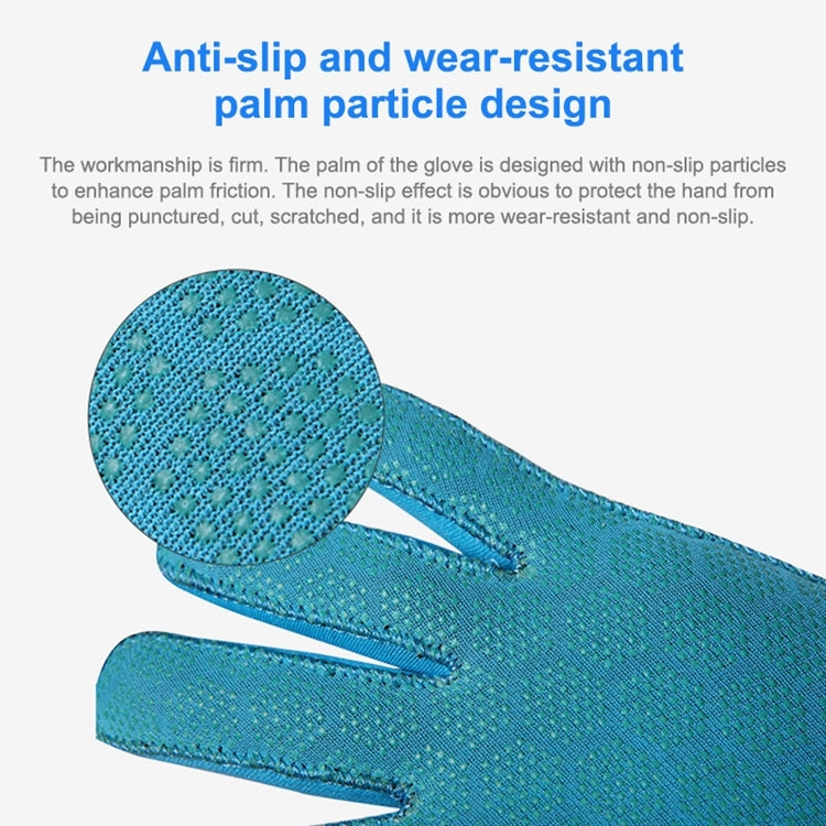 Kids blue neoprene gloves with textured anti-slip palm and black wrist cuff