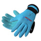 Children's neoprene diving gloves, blue, open palm view, black wrist cuff