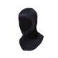Black 3mm neoprene diving cap with curved face panel and neck coverage