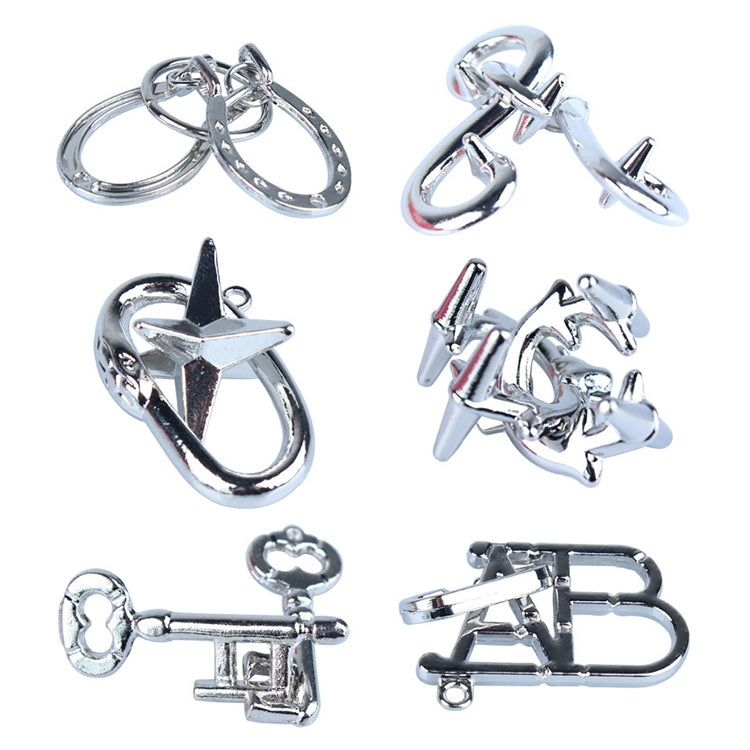 6 PCS / Set Magic Lock Zinc Alloy Brain Developing Puzzles Lock Toys, 6 PCS / Set Puzzles Lock