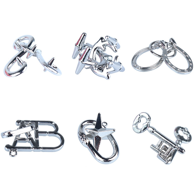 6 PCS / Set Magic Lock Zinc Alloy Brain Developing Puzzles Lock Toys, 6 PCS / Set Puzzles Lock