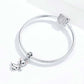 Chihuahua dog charm on silver snake-chain bracelet with heart-shaped clasp