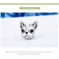 Silver bulldog face charm bead with black eyes and textured nose area