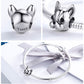 Sterling silver bulldog charm bead on a snake chain bracelet with ribbon bow